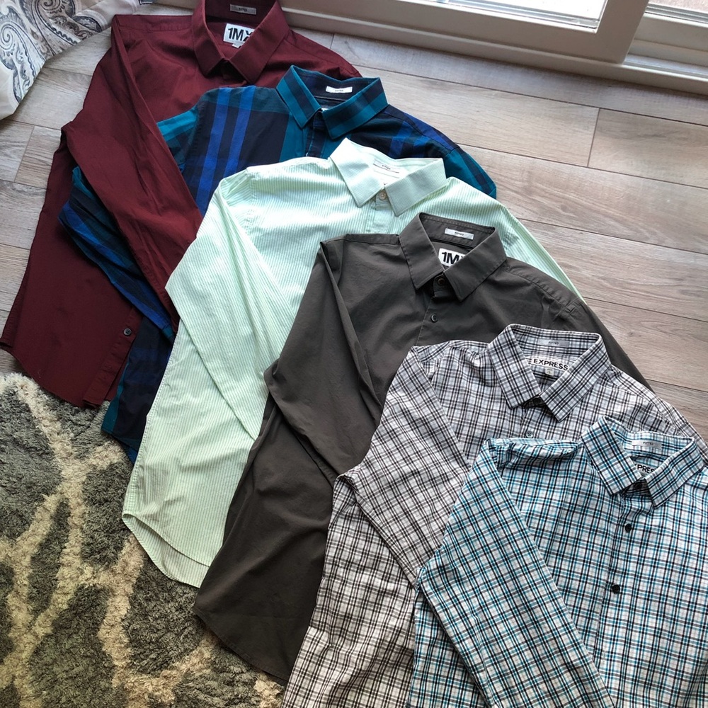 6 fitted Express button ups